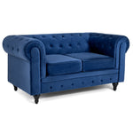 Chesterfield Sofa Suite - Navy Blue Velvet - Bargainia.com - 