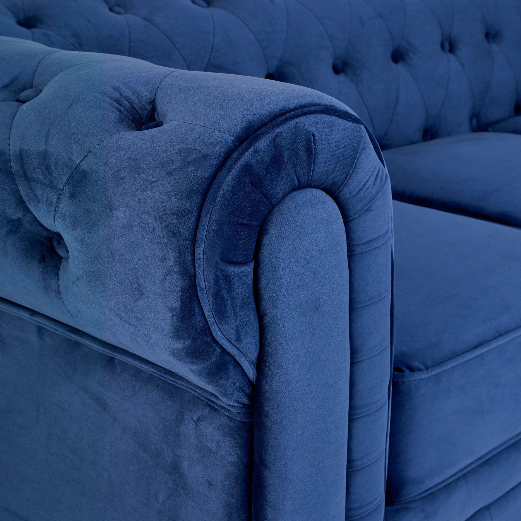 Chesterfield Sofa Suite - Navy Blue Velvet - Bargainia.com - 