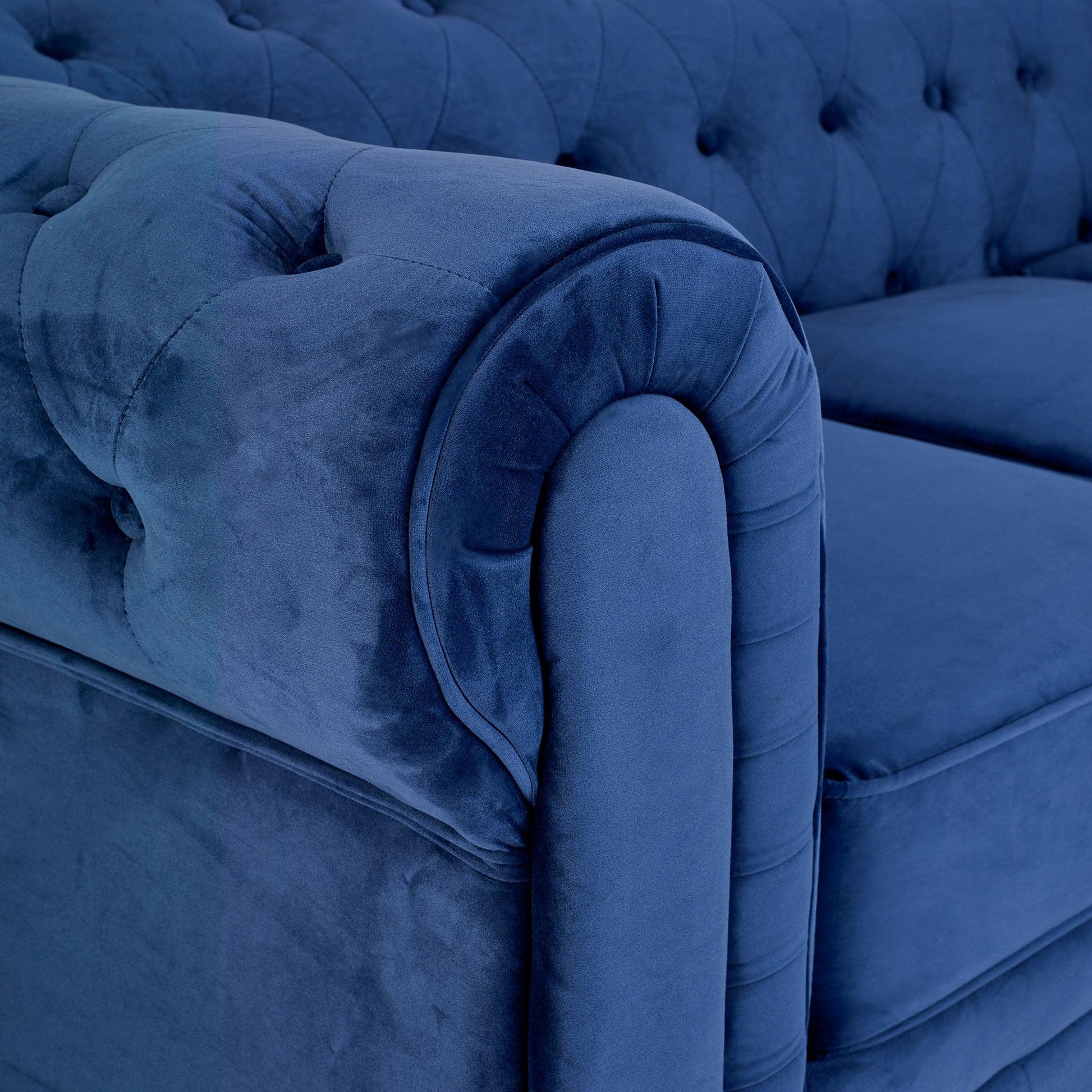 Chesterfield Sofa Suite - Navy Blue Velvet Furniture Bargainia