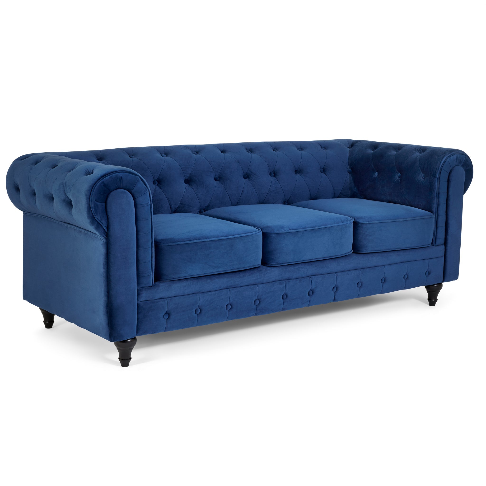 Chesterfield Sofa Suite - Navy Blue Velvet Furniture Bargainia