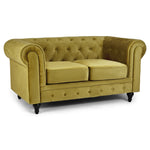Chesterfield Sofa Suite - Olive Gold Velvet - Bargainia.com - 