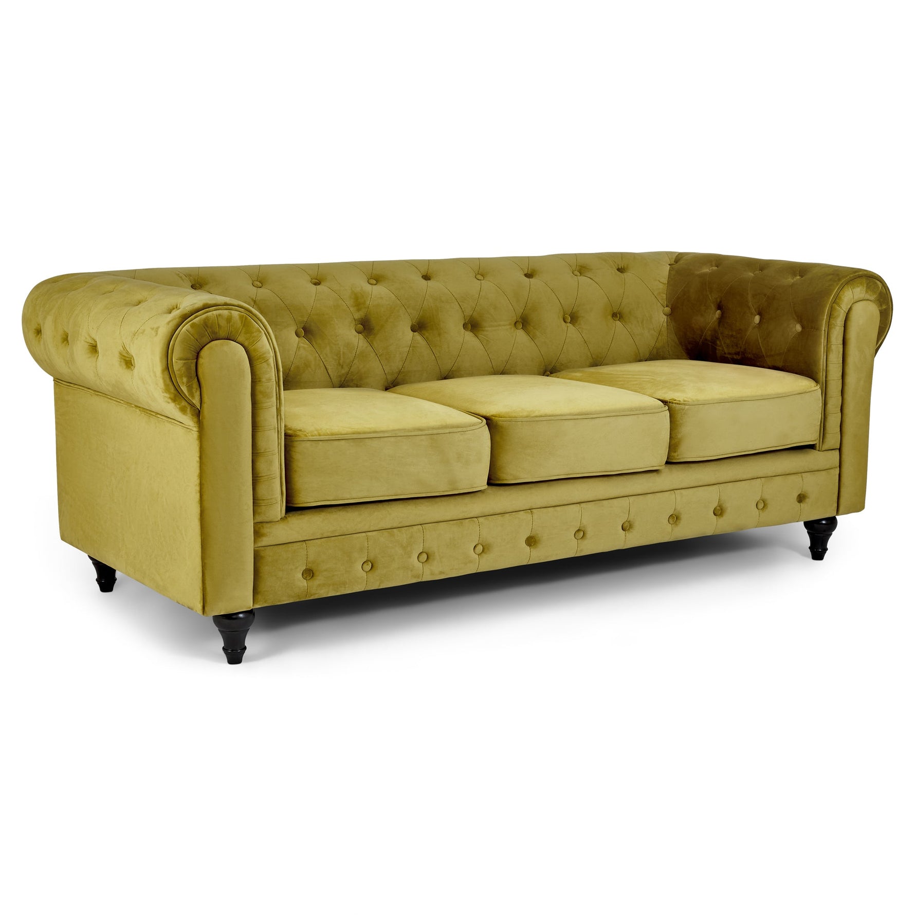 Chesterfield Sofa Suite - Olive Gold Velvet - Bargainia.com - 