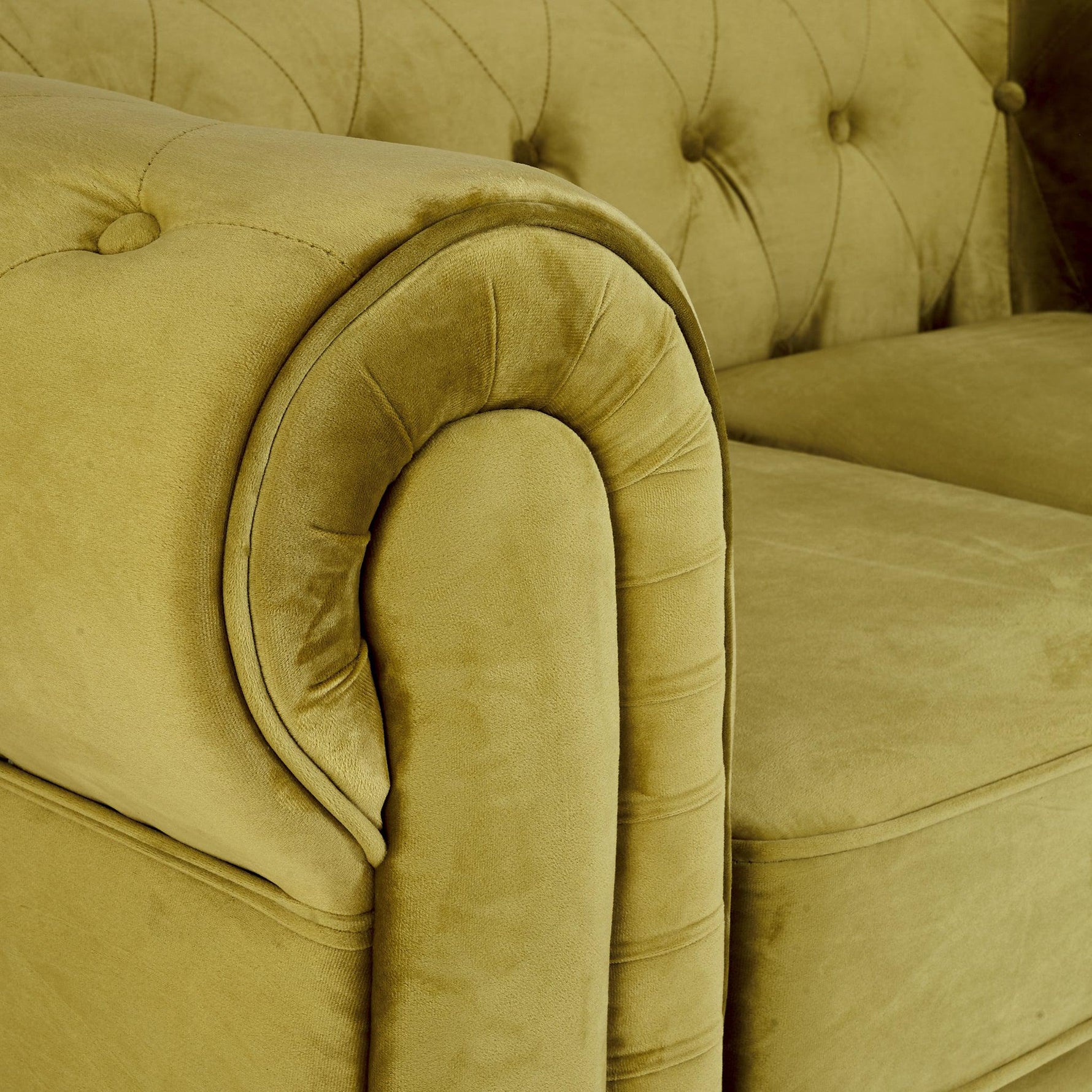 Chesterfield Sofa Suite - Olive Gold Velvet - Bargainia.com - 