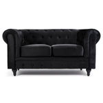Chesterfield Sofa Suite - Velvet Black - Bargainia.com - 