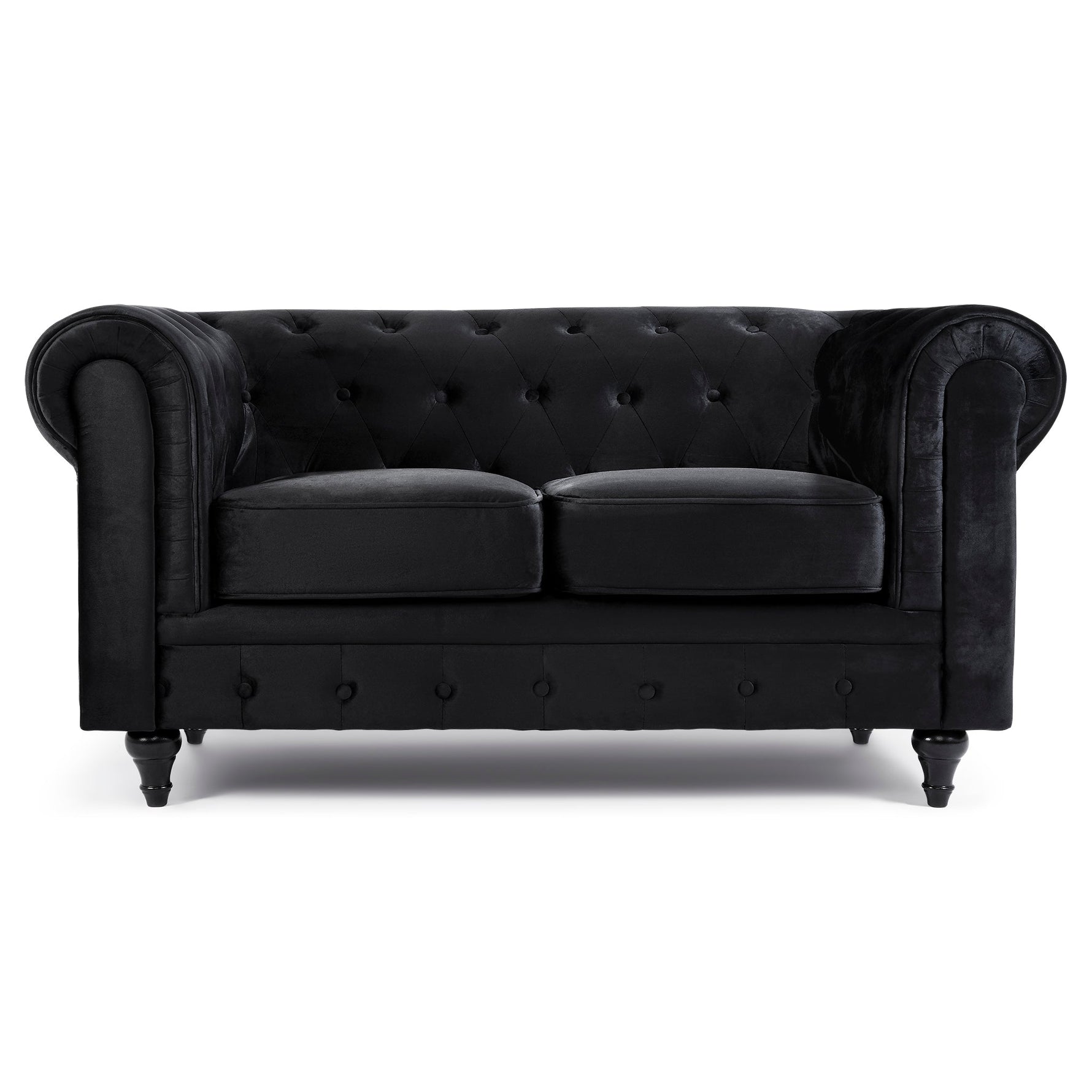 Chesterfield Sofa Suite - Velvet Black - Bargainia.com - 
