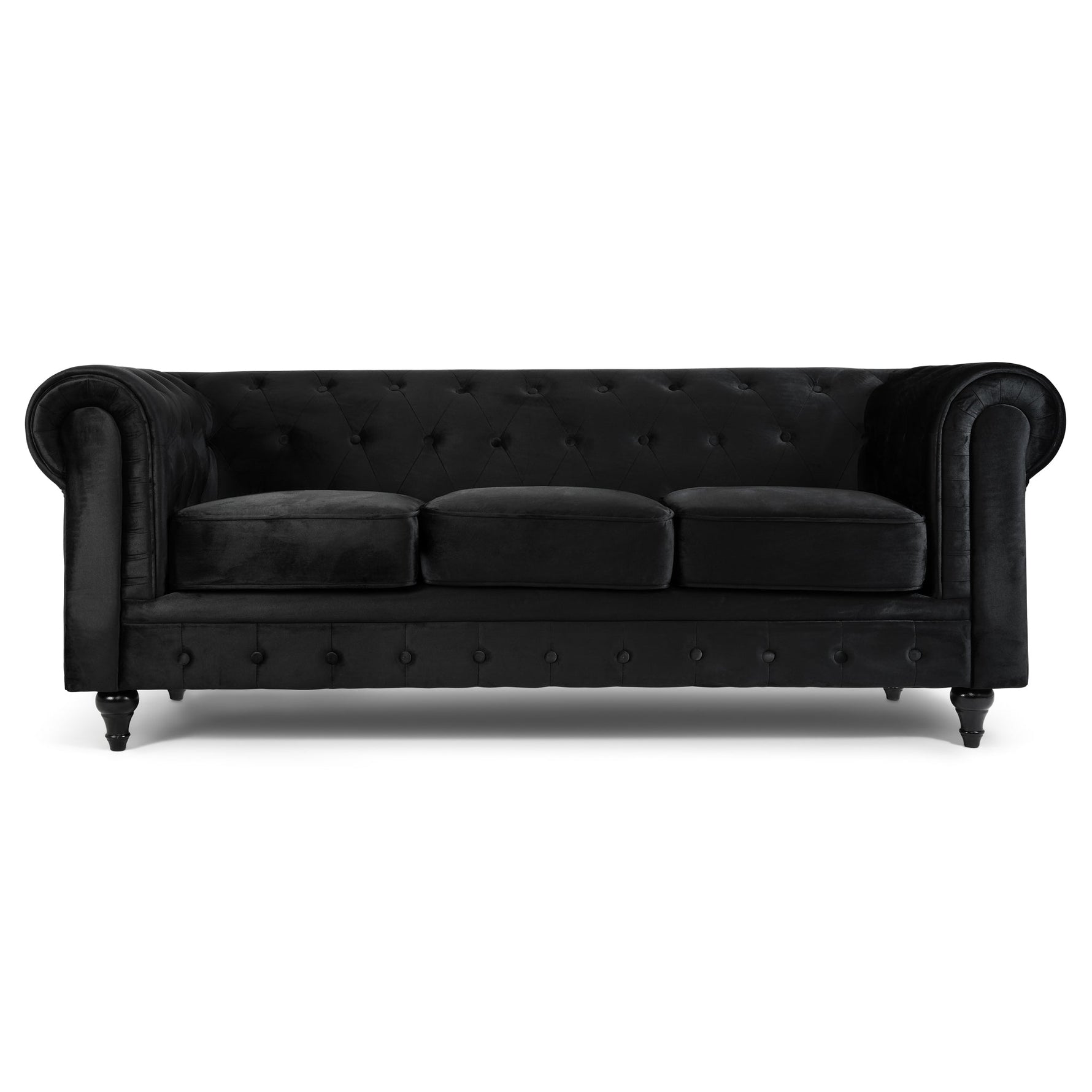 Chesterfield Sofa Suite - Velvet Black - Bargainia.com - 