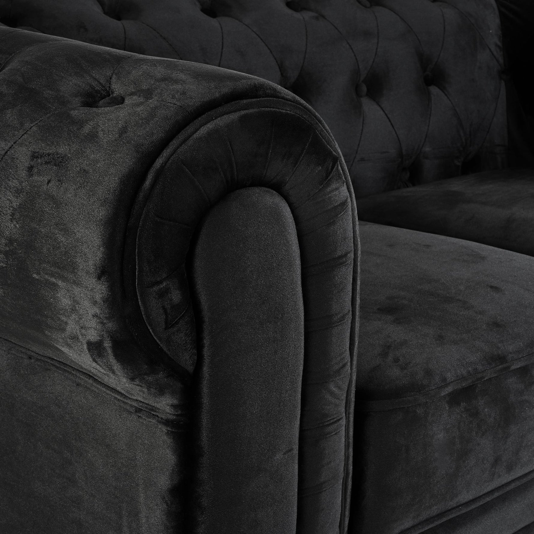Chesterfield Sofa Suite - Velvet Black - Bargainia.com - 