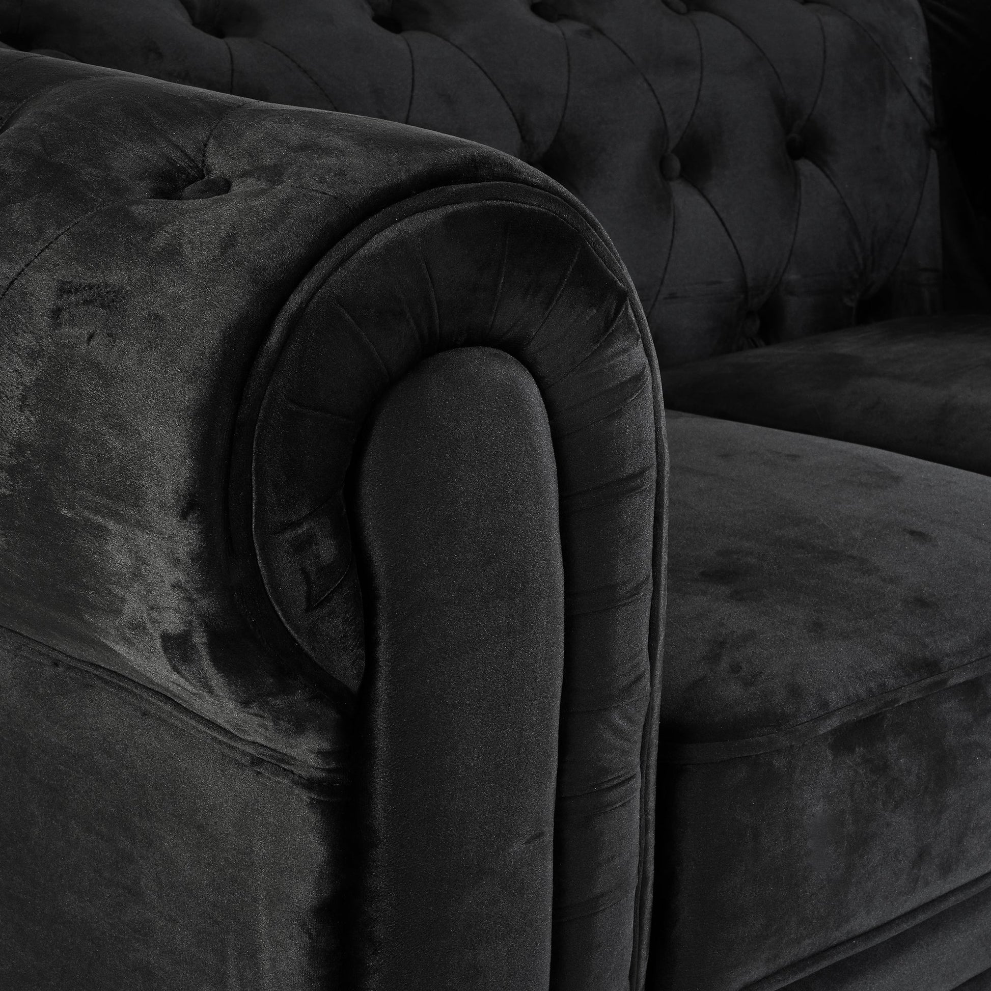Chesterfield Sofa Suite - Velvet Black Furniture Bargainia