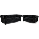 Chesterfield Sofa Suite - Velvet Black - Bargainia.com - 