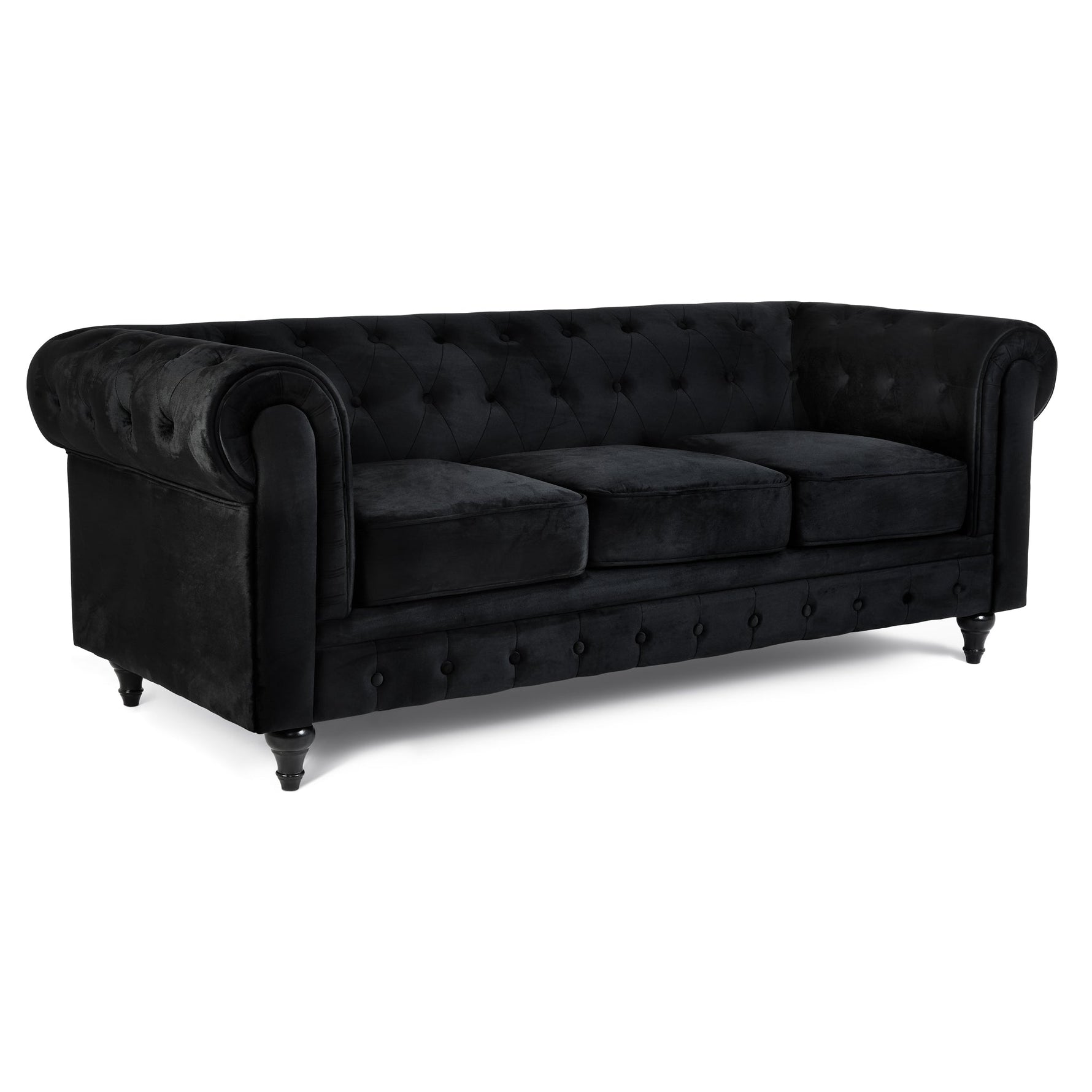 Chesterfield Sofa Suite - Velvet Black - Bargainia.com - 