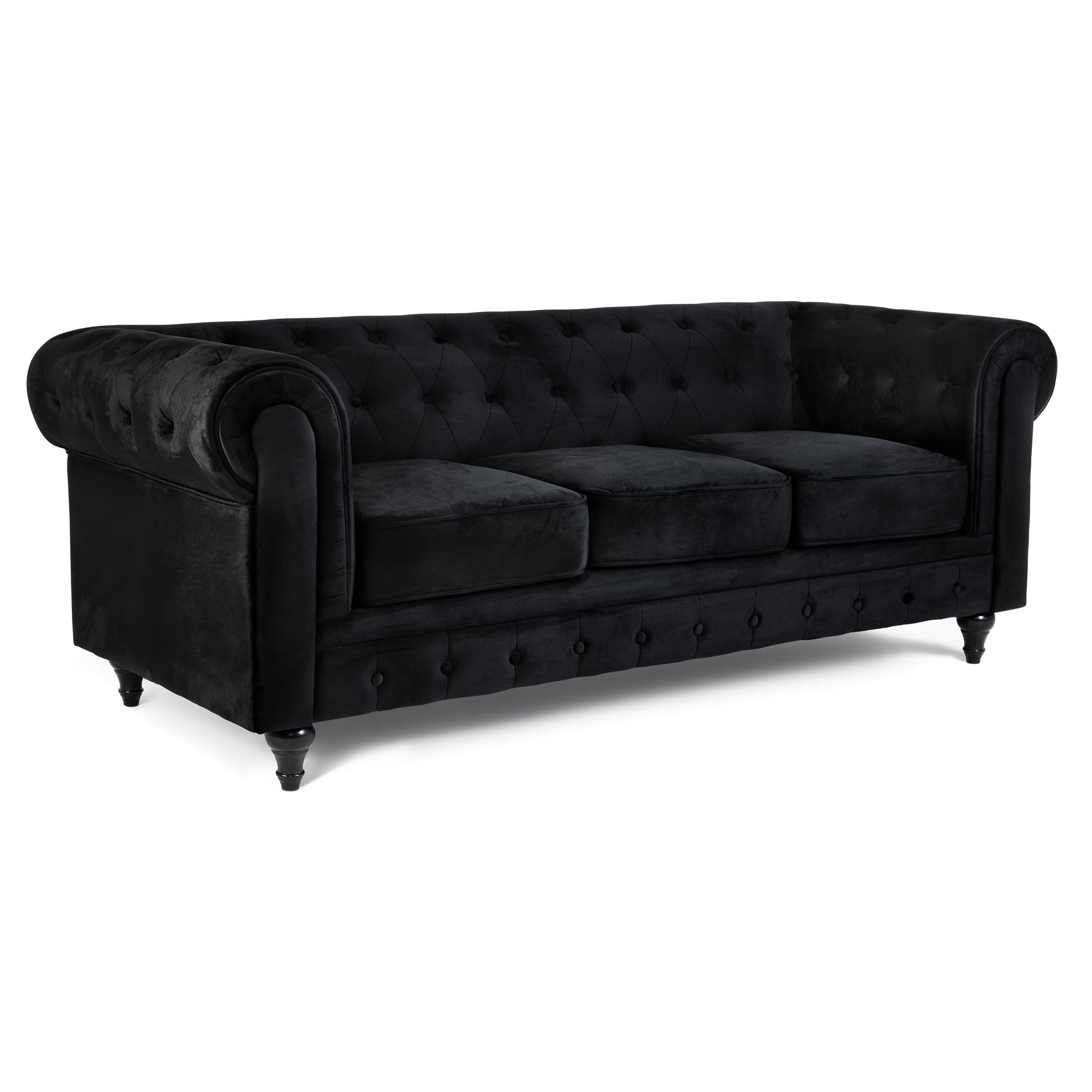 Chesterfield Sofa Suite - Velvet Black Furniture Bargainia