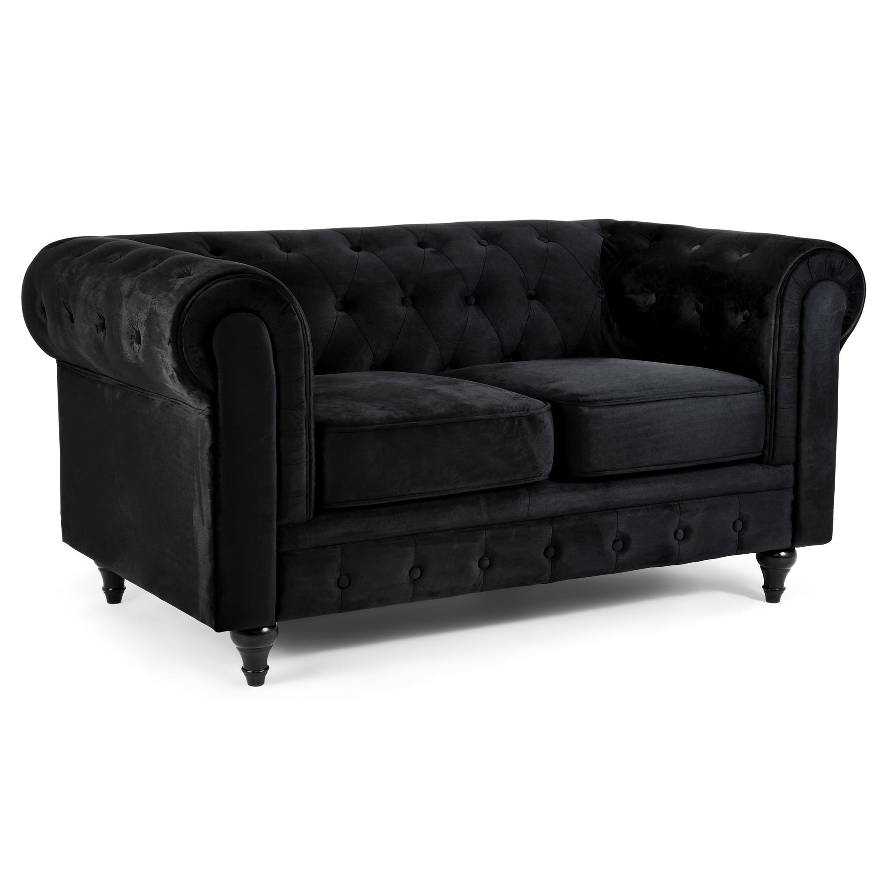 Chesterfield Sofa Suite - Velvet Black - Bargainia.com - 