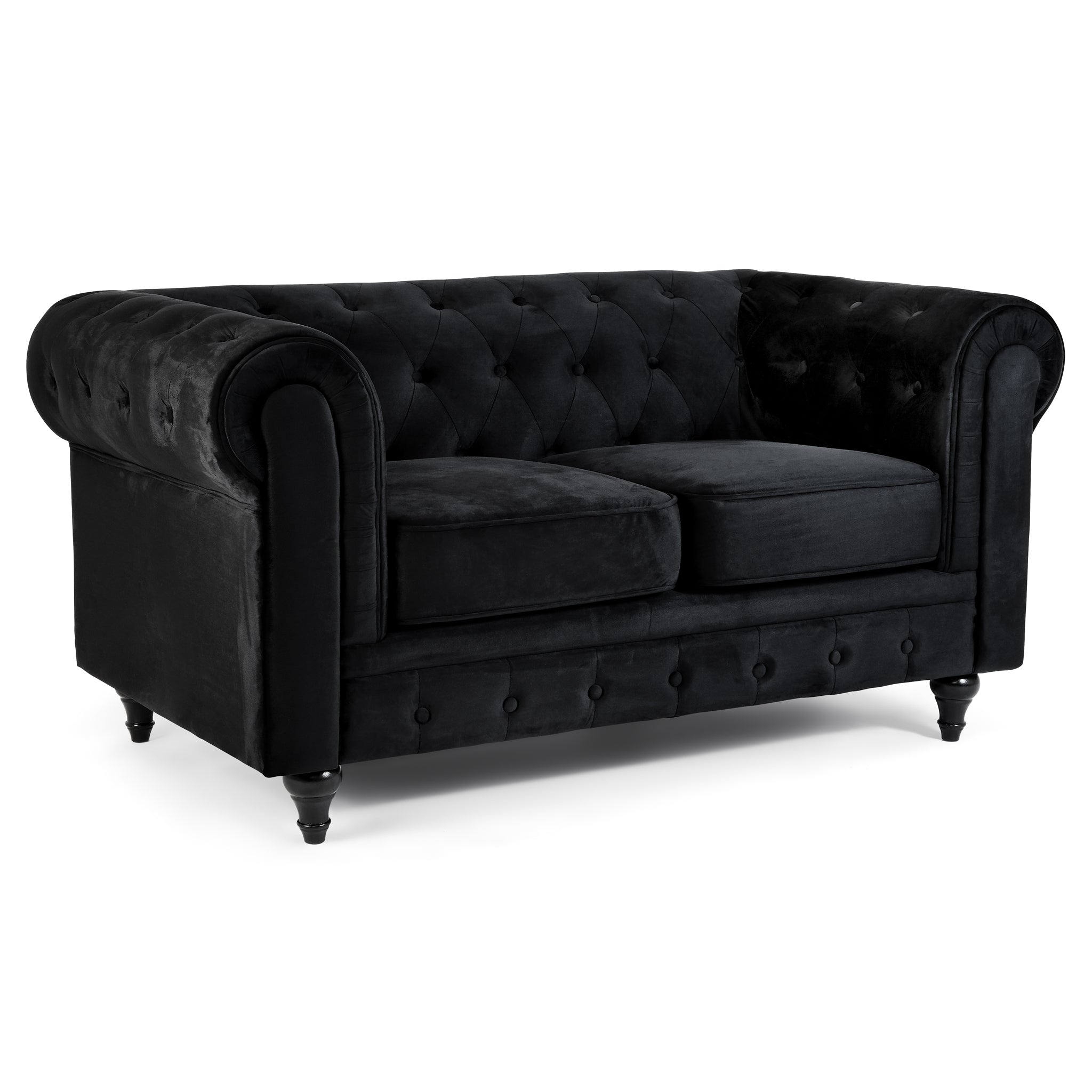 Chesterfield Sofa Suite - Velvet Black Furniture Bargainia