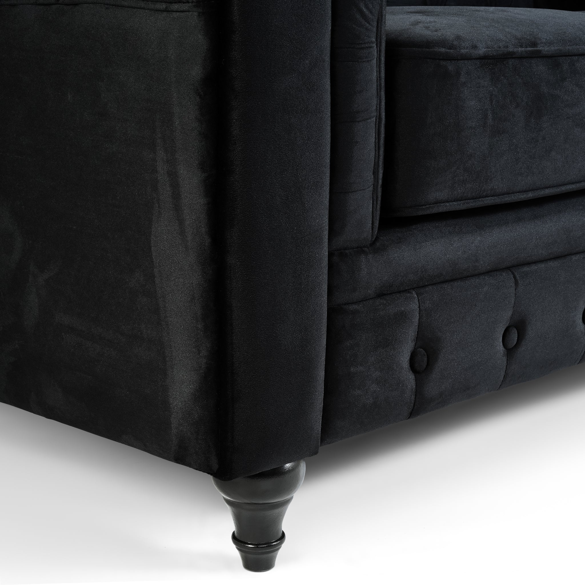 Chesterfield Sofa Suite - Velvet Black Furniture Bargainia