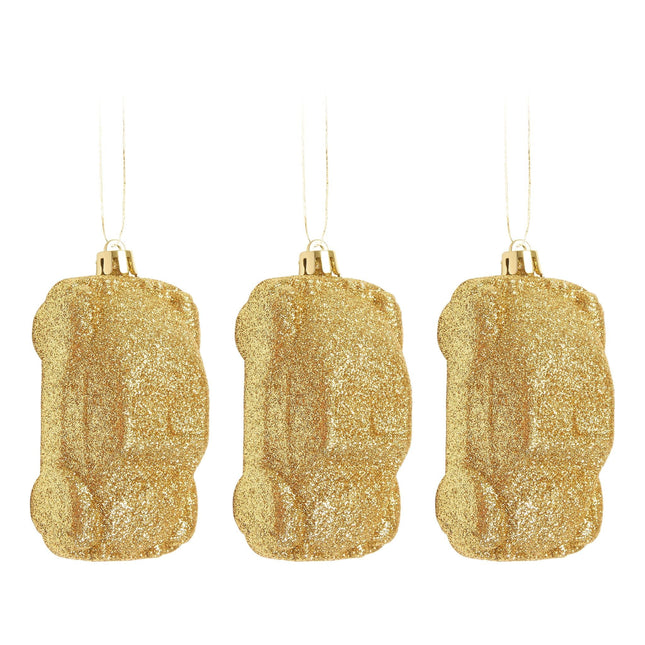 Christmas Car Tree Decoration - Gold Glitter - Pack of 3 4012093902792 only5pounds-com