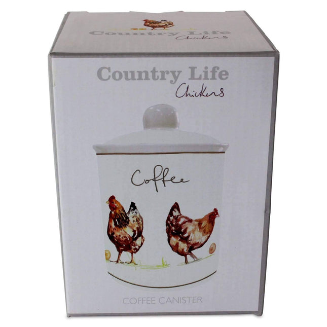Country Life Chickens Fine China Coffee Canister - 16cm-5010792936048-Bargainia.com