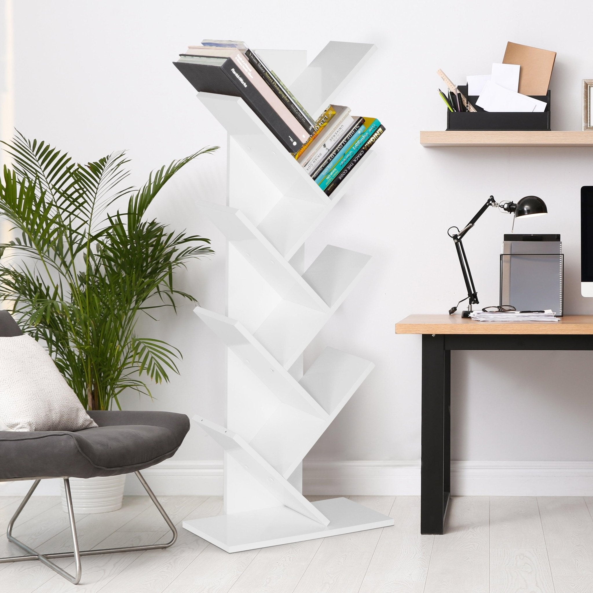 Criss Cross Tree Book Shelf - White - Bargainia.com - 