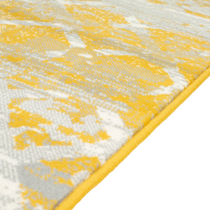 Mustard Contemporary Faded Tiles Design Rug  - Texas - Bargainia.com