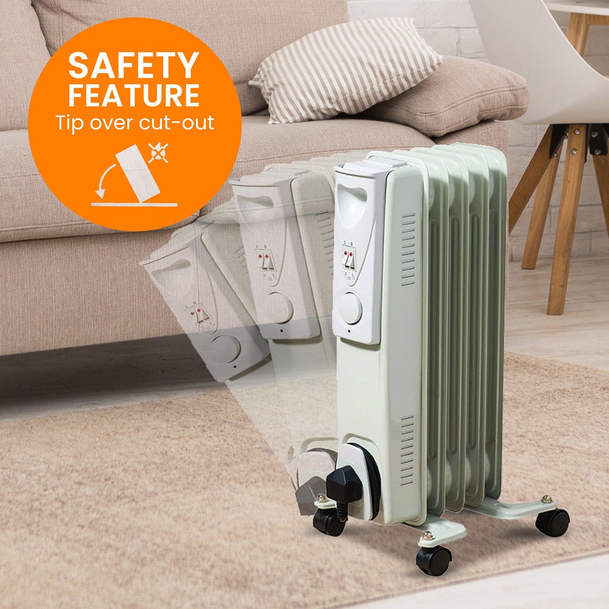 Daewoo 1000W Oil Filled Electric Radiator - White Heaters Clearance