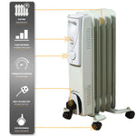 Daewoo 1000W Oil Filled Electric Radiator - White - Bargainia.com - 