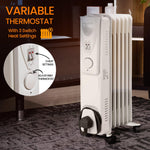 Daewoo 1000W Oil Filled Electric Radiator - White - Bargainia.com - 
