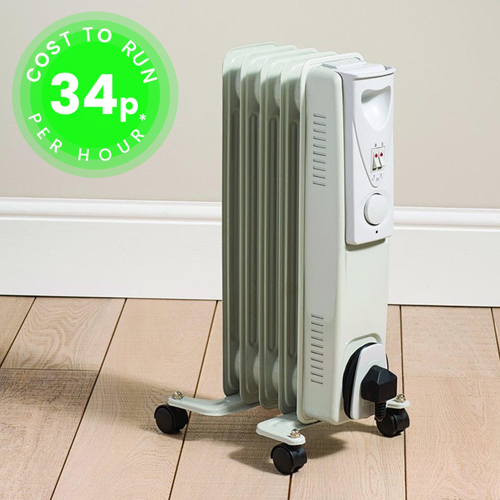 Daewoo 1000W Oil Filled Electric Radiator - White Heaters Clearance