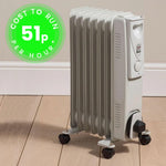 Daewoo 1500W Oil Filled Electric Radiator - White - Bargainia.com - 