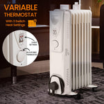 Daewoo 1500W Oil Filled Electric Radiator - White - Bargainia.com - 