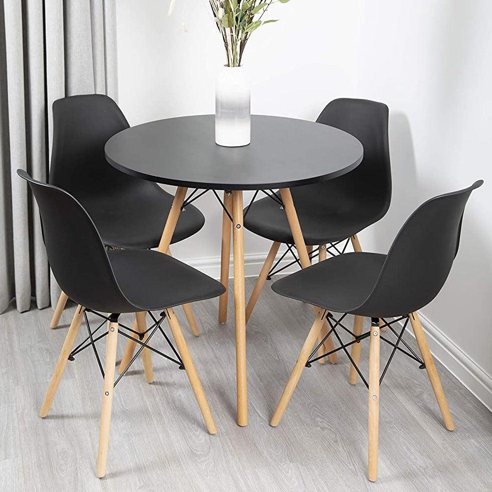 Davos Round Dining Table Black 80cm Clearance
