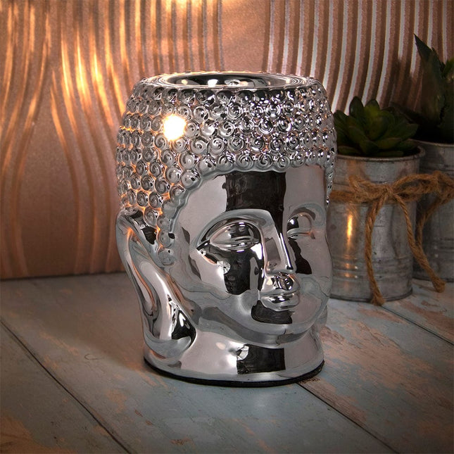 Desire Aroma Silver Buddha Electric Burner Oil Warmer - 12 x 16cm 5010792474151 only5pounds-com