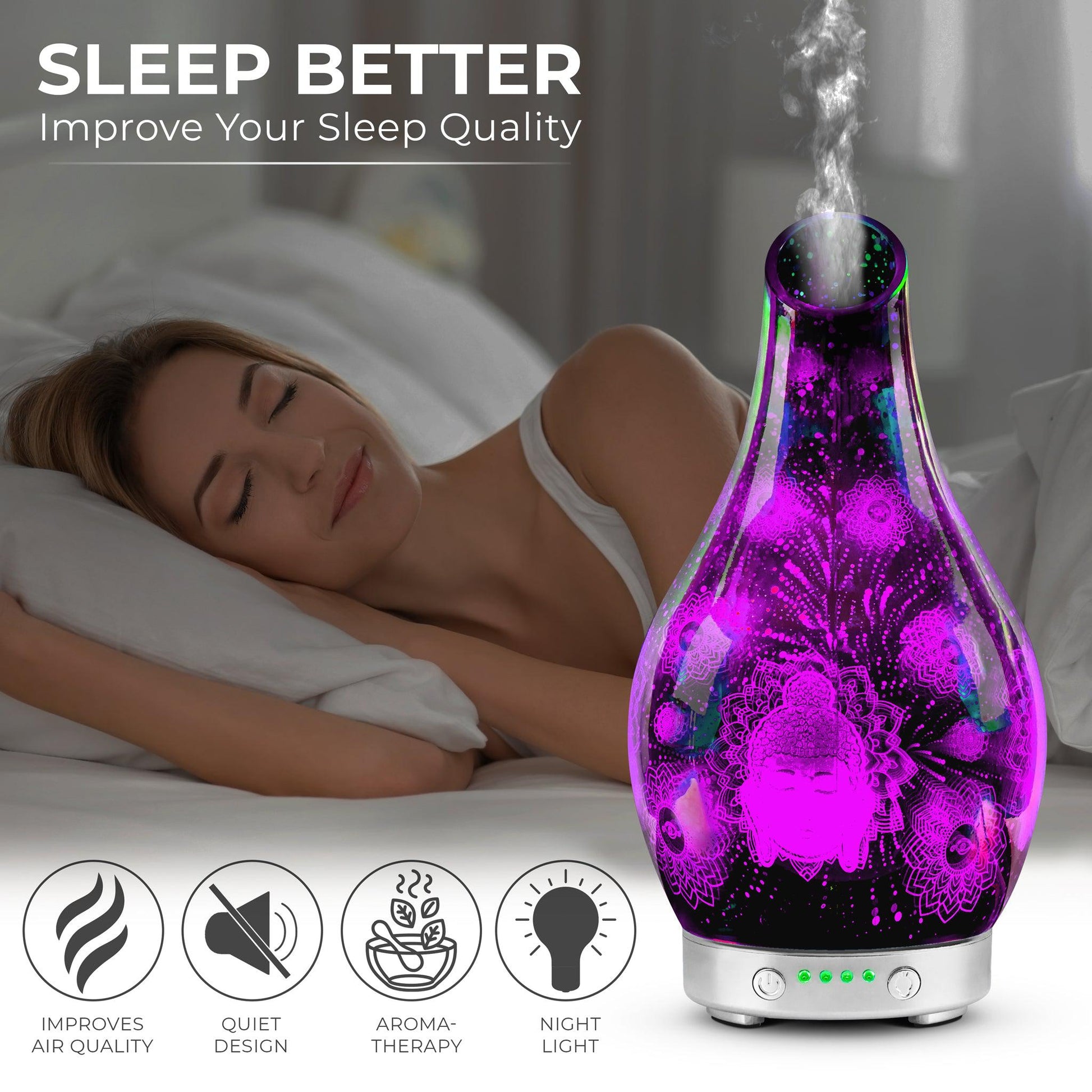 Desire Buddha Colour Changing Oil Diffuser Aroma Humidifier Humidifiers Clearance