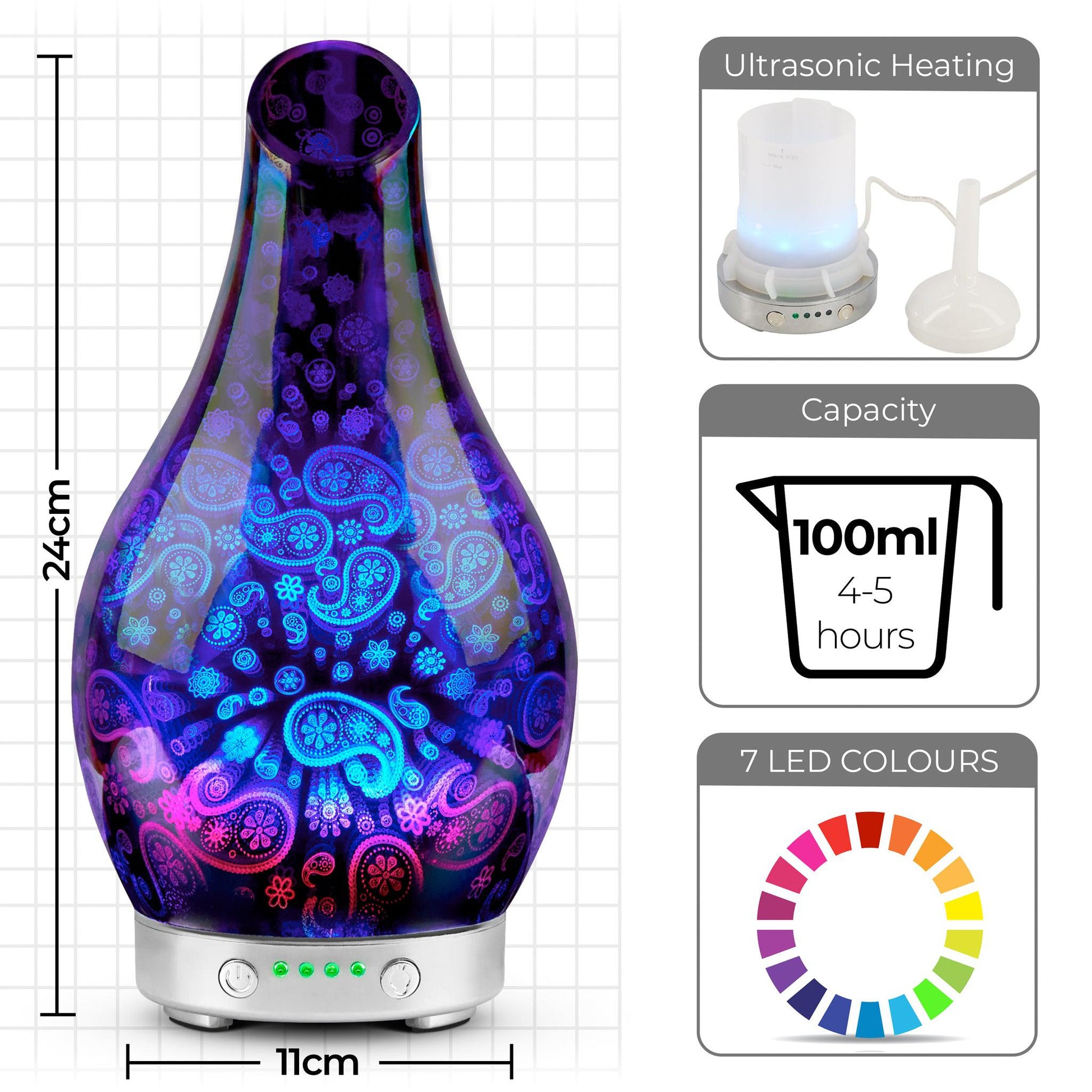 Desire Paisley Colour Changing Oil Diffuser Aroma Humidifier - Bargainia.com - 5010792469690 - LP46969