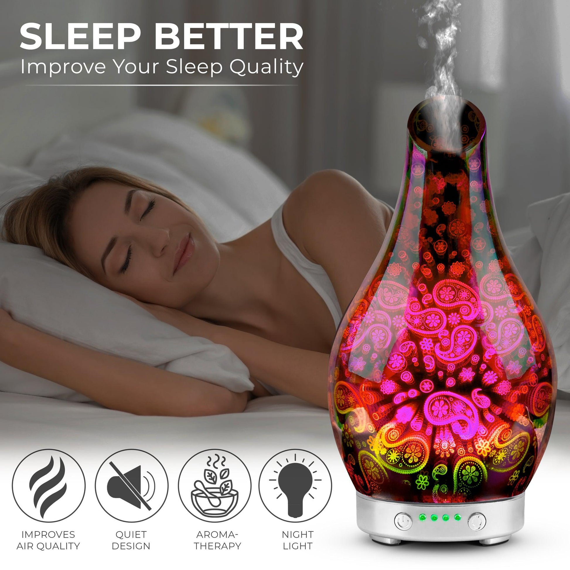 Desire Paisley Colour Changing Oil Diffuser Aroma Humidifier - Bargainia.com - 5010792469690 - LP46969