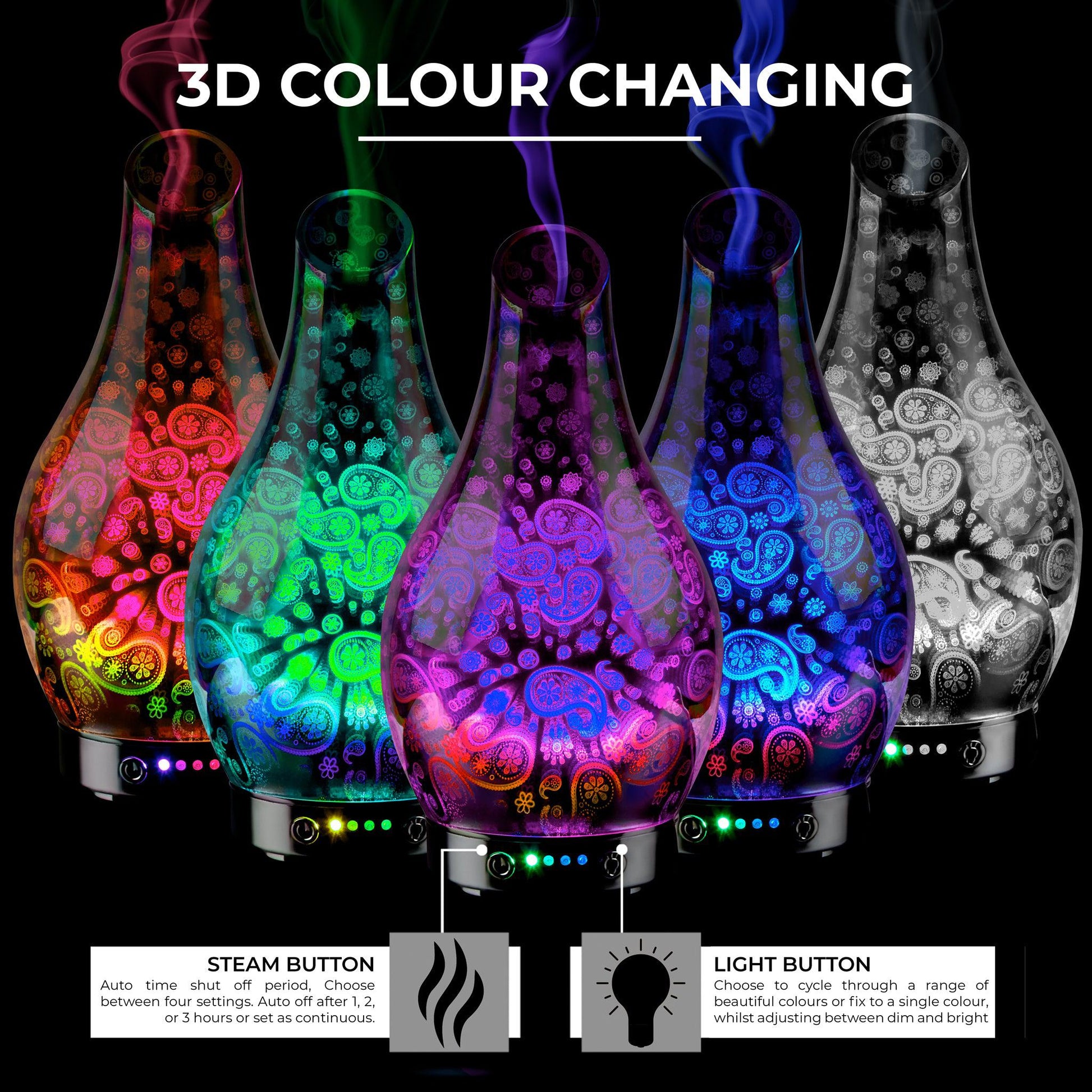 Desire Paisley Colour Changing Oil Diffuser Aroma Humidifier - Bargainia.com - 5010792469690 - LP46969