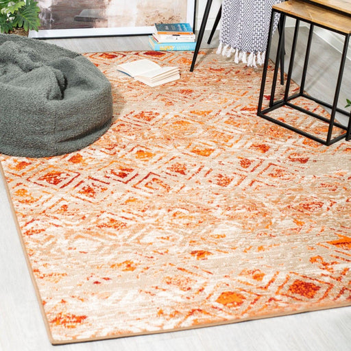 Brown Contemporary Faded Rhombus Design Rug