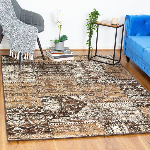 Cacao Vintage Patch Work Pattern Rug