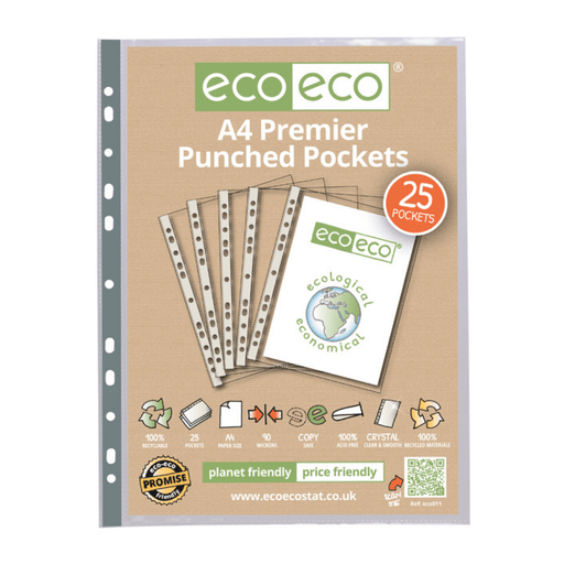 Eco A4 Premier Punched Pockets - 25-5060454450115-Bargainia.com
