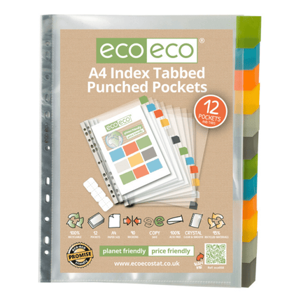 Eco Eco A4 Index Tabbed Punched 12 Pockets 5060454450580 Bargainia.com