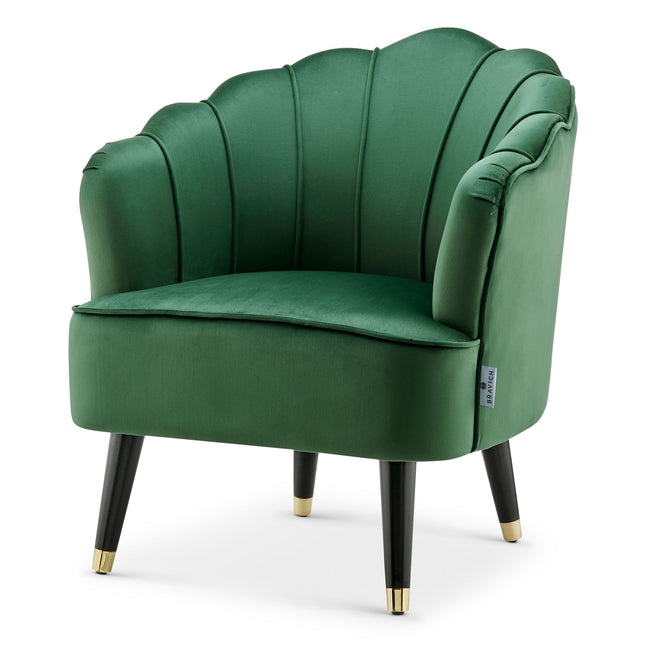 Green Velvet Shell Tub Chair Angle