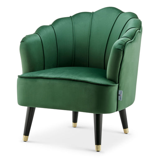 Green Velvet Shell Tub Chair Angle