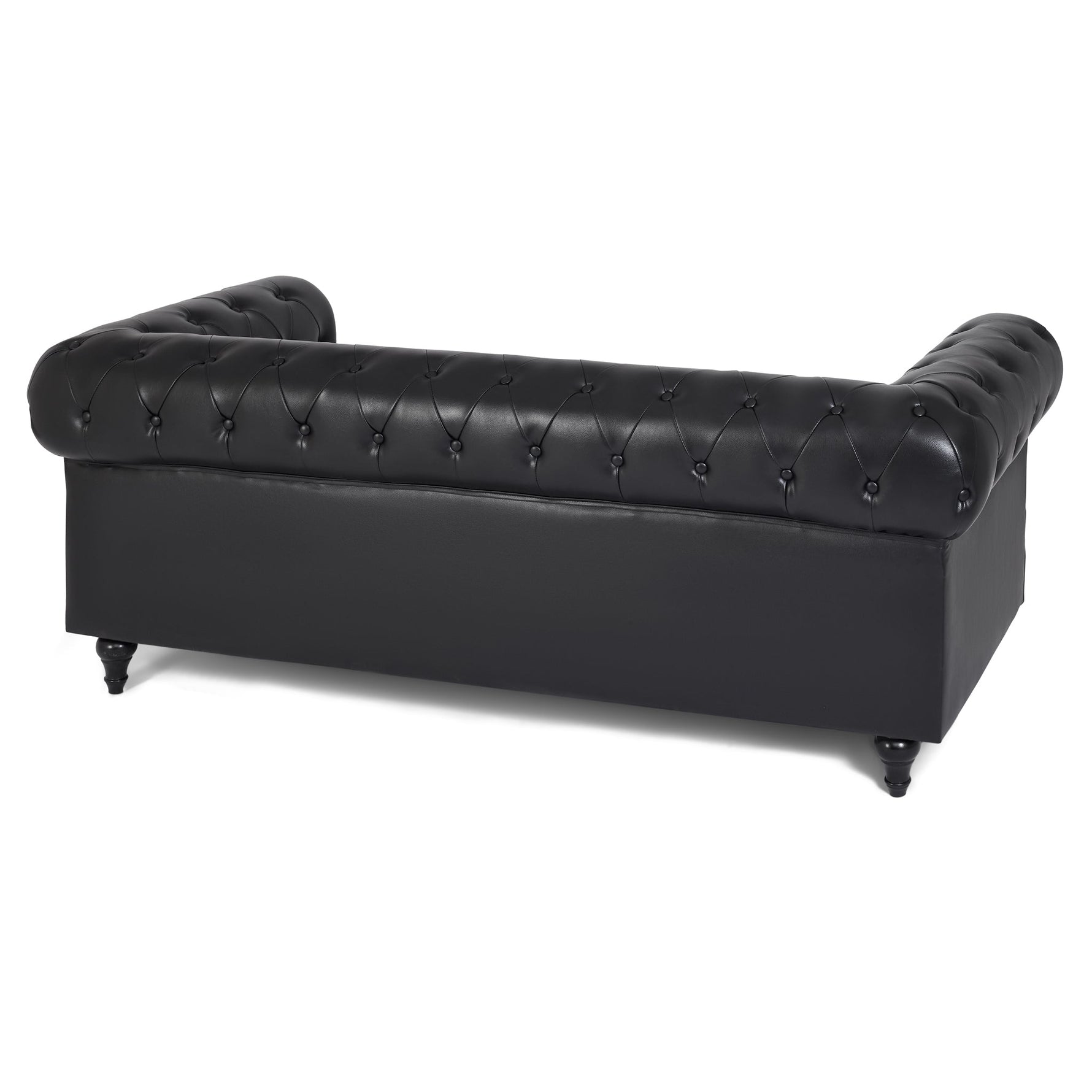 Faux Leather Chesterfield Sofa Suite - Black - Bargainia.com - 