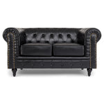 Faux Leather Chesterfield Two Seater Sofa - Black - Bargainia.com - 