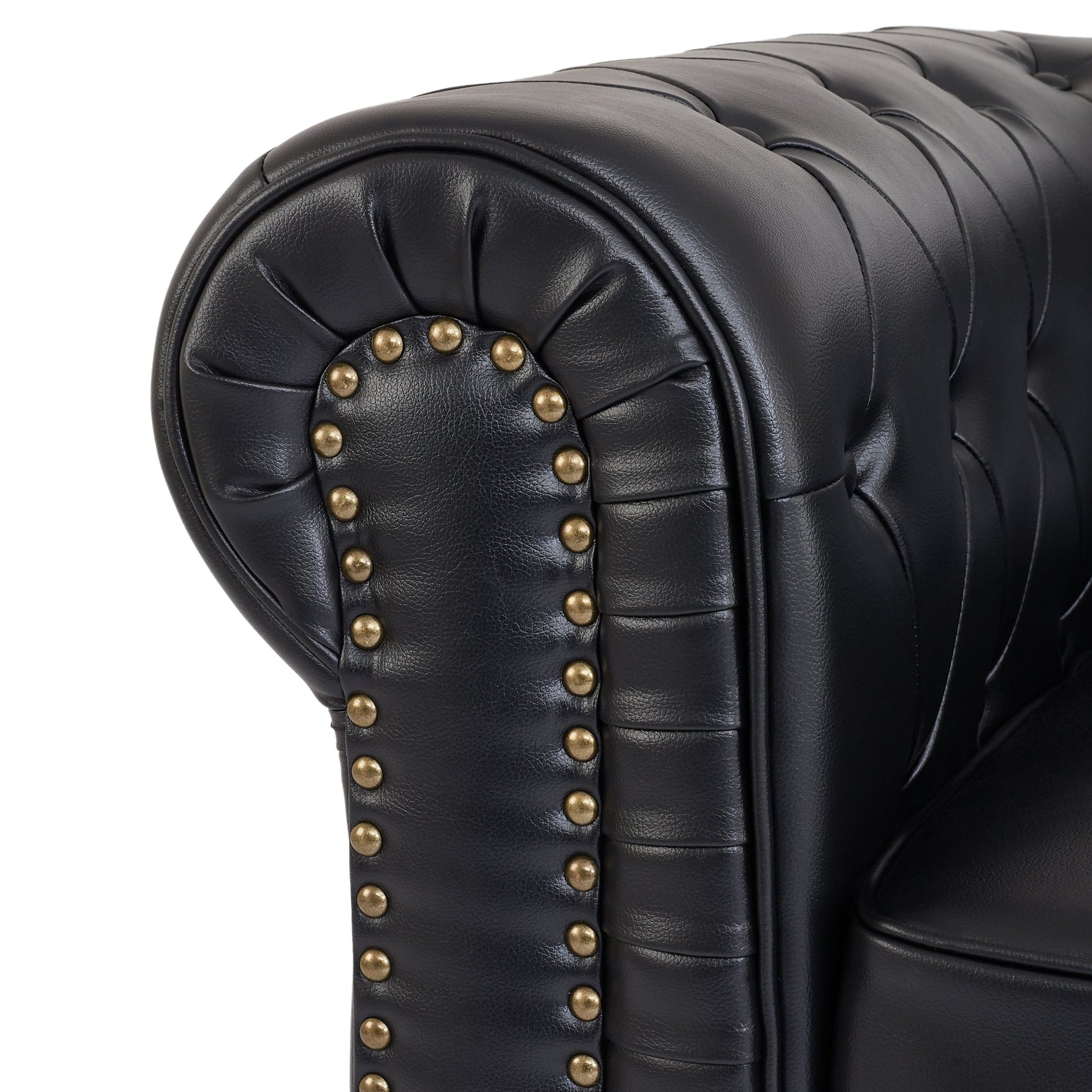 Faux Leather Chesterfield Two Seater Sofa - Black - Bargainia.com - 