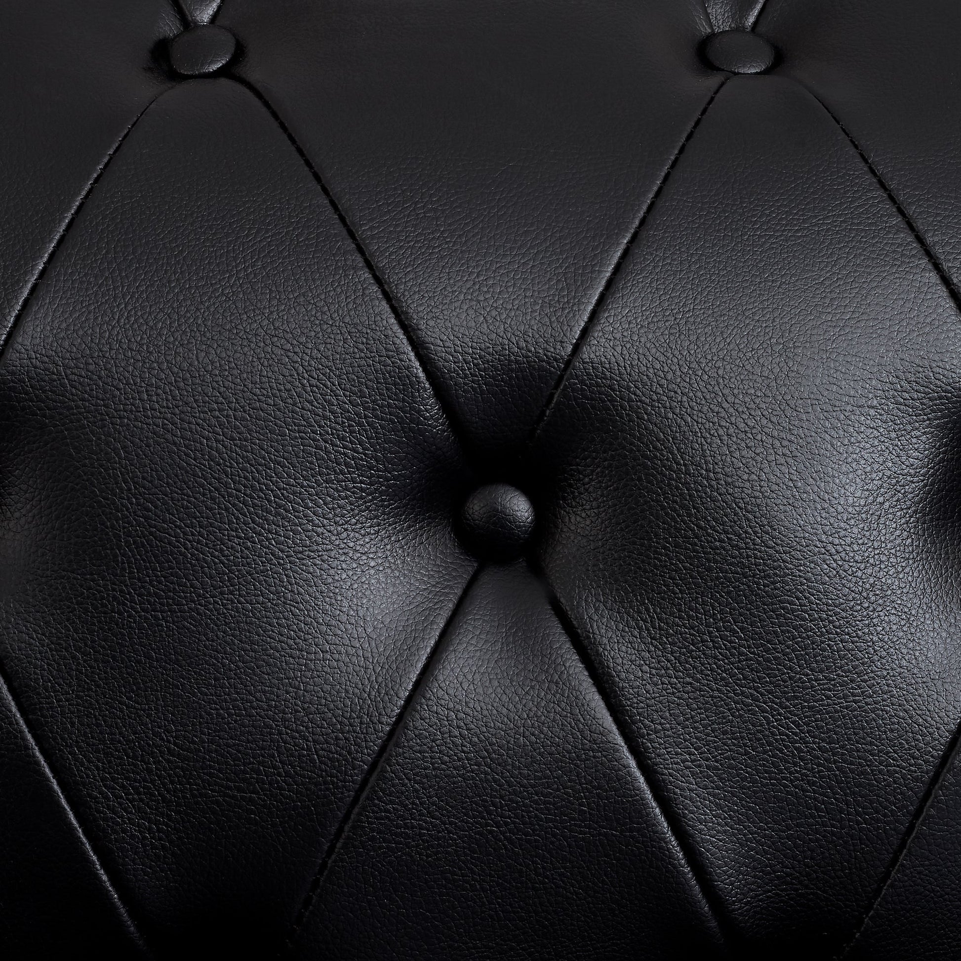 Faux Leather Chesterfield Three Seater Sofa - Black Furniture Bargainia