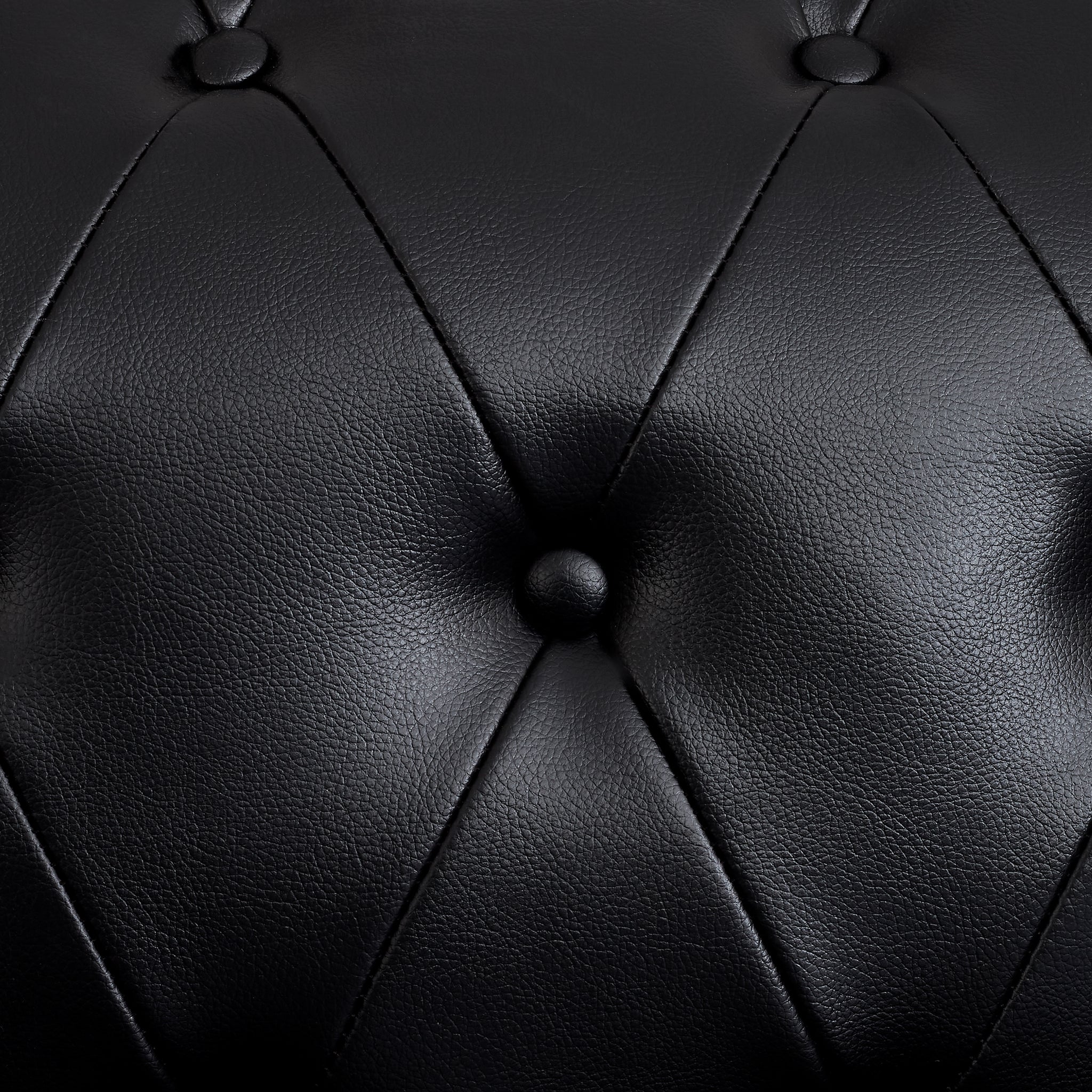 Faux Leather Chesterfield Three Seater Sofa - Black Furniture Bargainia