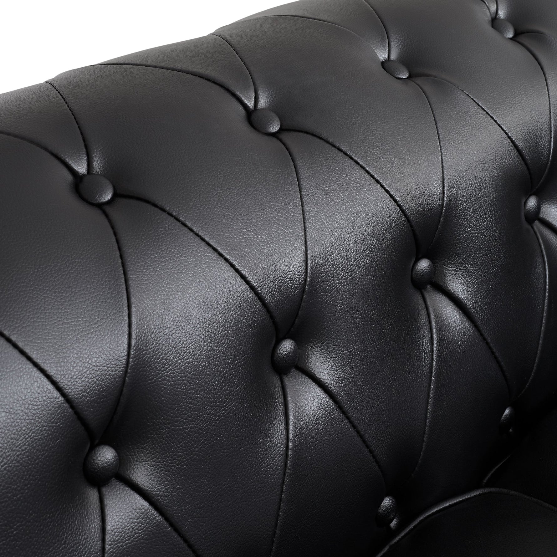 Faux Leather Chesterfield Two Seater Sofa - Black - Bargainia.com - 