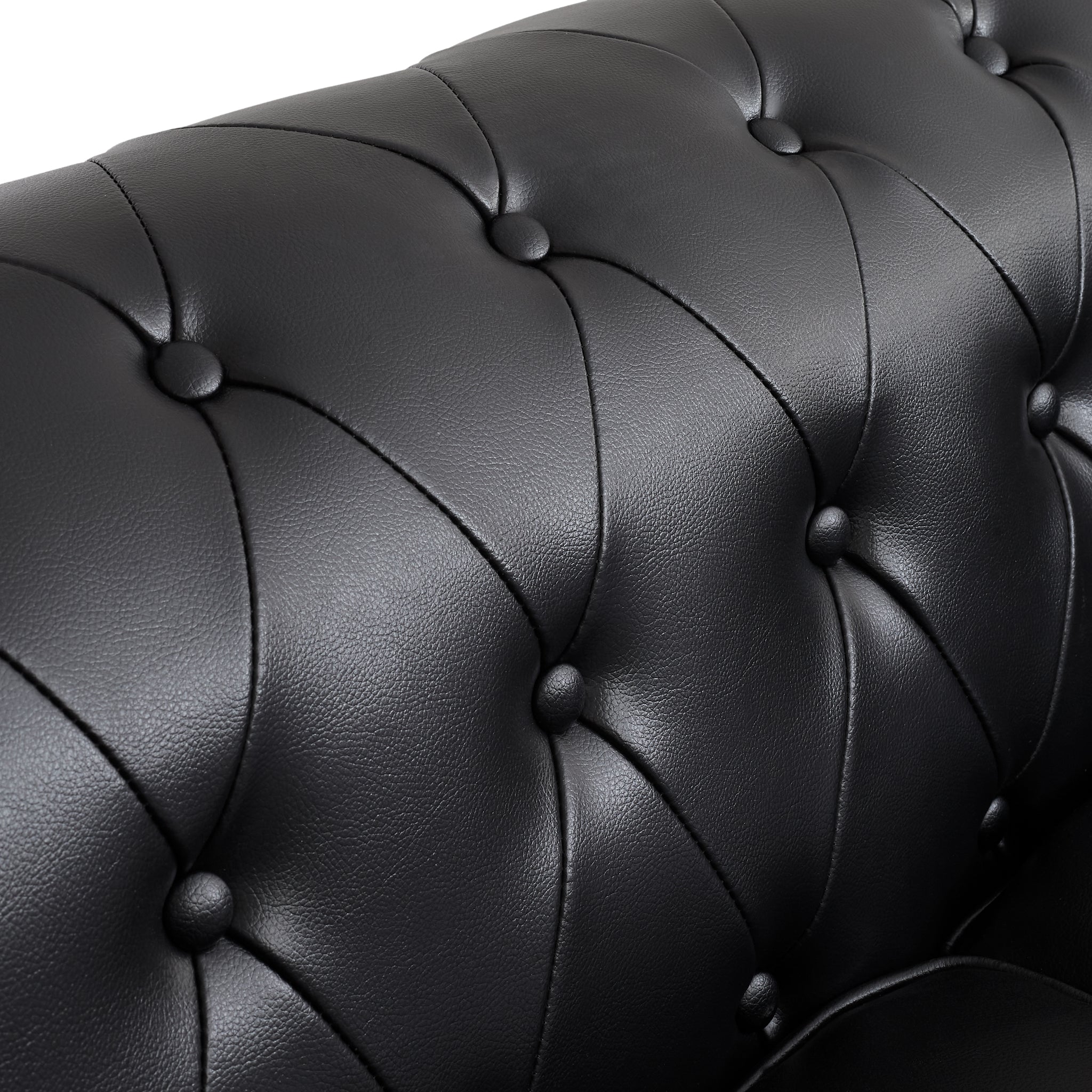 Faux Leather Chesterfield Three Seater Sofa - Black Furniture Bargainia