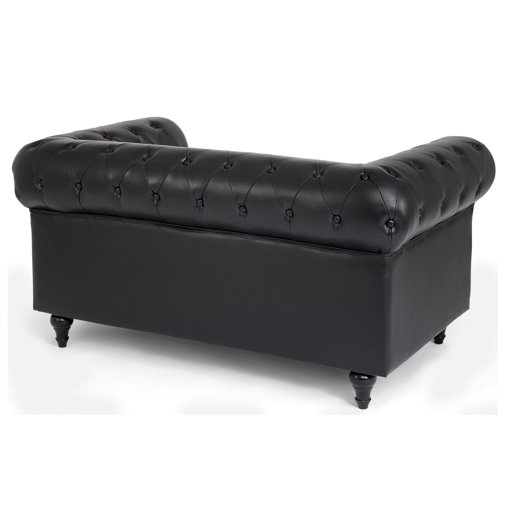 Faux Leather Chesterfield Two Seater Sofa - Black - Bargainia.com - 