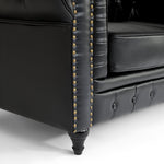 Faux Leather Chesterfield Two Seater Sofa - Black - Bargainia.com - 