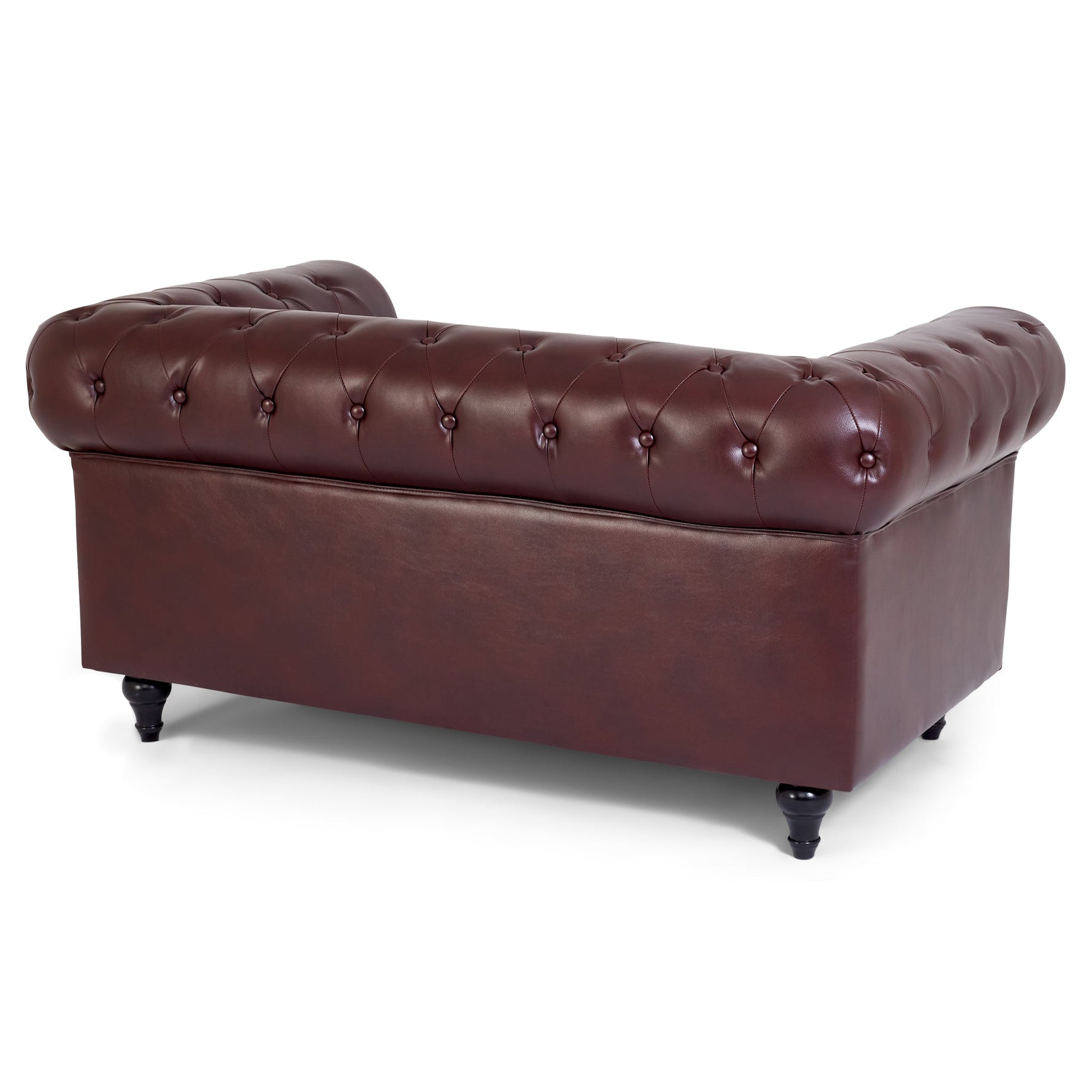 Faux Leather Chesterfield Two Seater Sofa - Brown - Bargainia.com - 